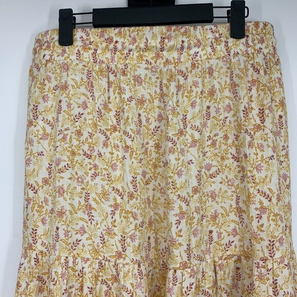 Wonderly Skirt Floral Print Midi Pull On Yellow Tassel Boho - Picture 8 of 11